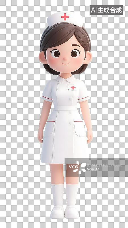 【AI数字艺术】AIGC:3D人物，女护士，护士节，妇女节，元素免抠图形图片素材