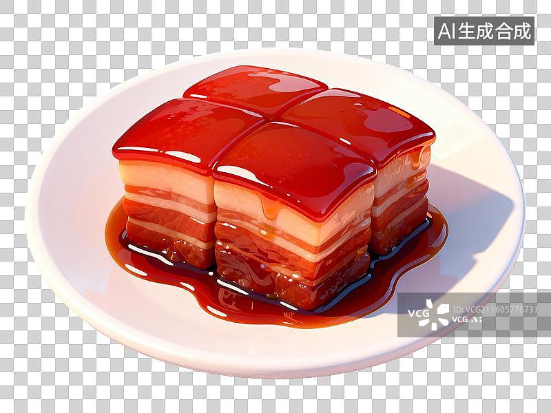 【AI数字艺术】东坡肉3D轻拟物风格免抠元素图片素材
