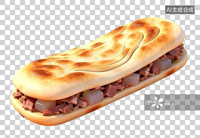 【AI数字艺术】驴肉火烧3D轻拟物风格免抠元素图片素材