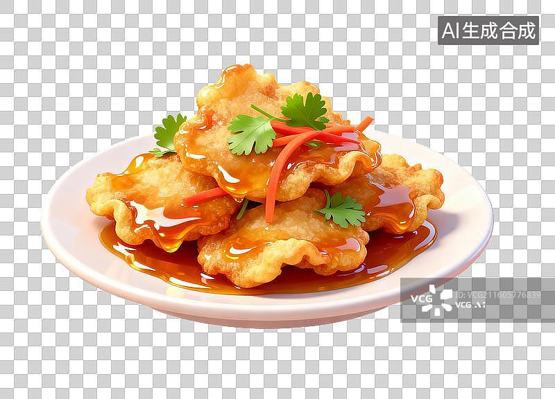 【AI数字艺术】锅包肉3D轻拟物风格免抠元素图片素材