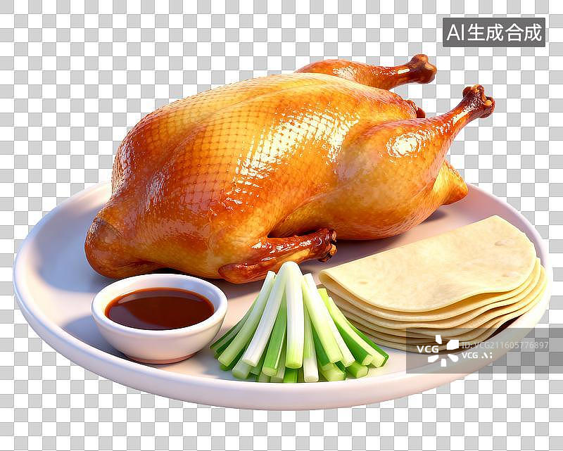 【AI数字艺术】北京烤鸭3D轻拟物风格免抠元素图片素材