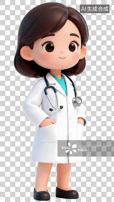 【AI数字艺术】AIGC:3D人物，女医生，医师节，元素，免抠图形图片素材