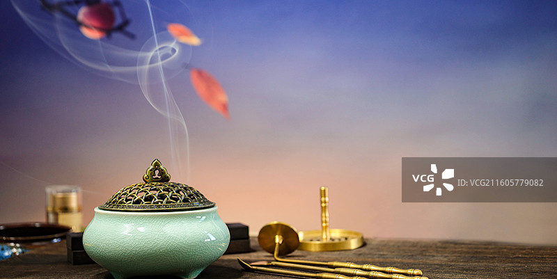 中国潮风传统文化香道香篆图片素材