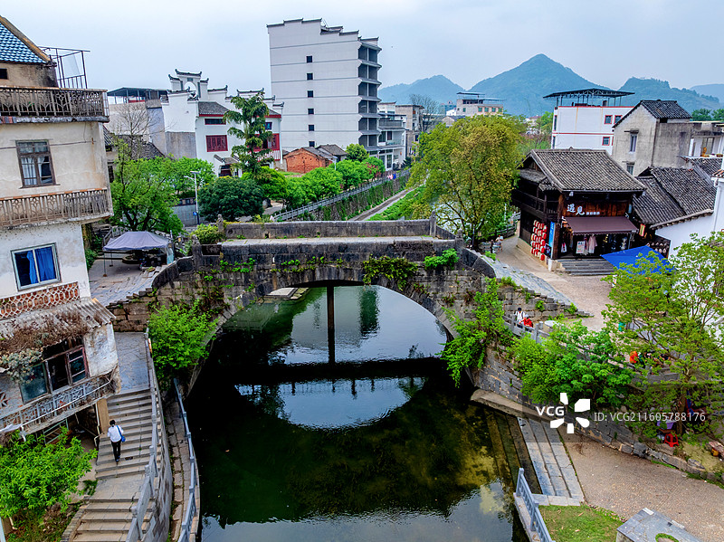 中国广西桂林灵川县大圩古镇航拍风光图片素材