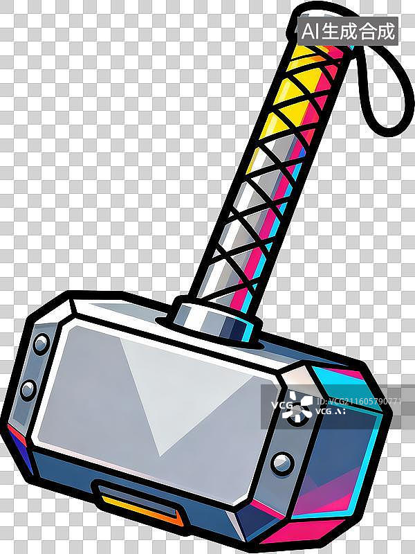 【AI数字艺术】金属质感索尔的雷神之锤图片素材