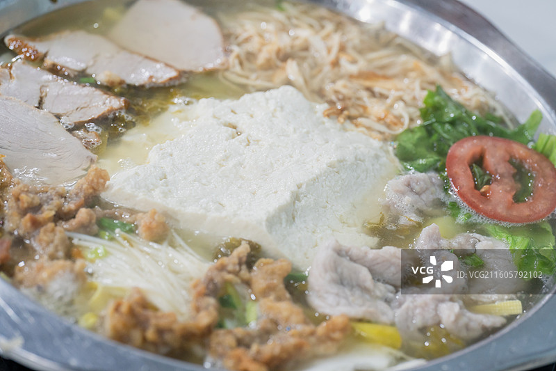 四川重庆美食 豆花火锅 酥肉 滑肉 特写 豆花饭 豆汤饭图片素材