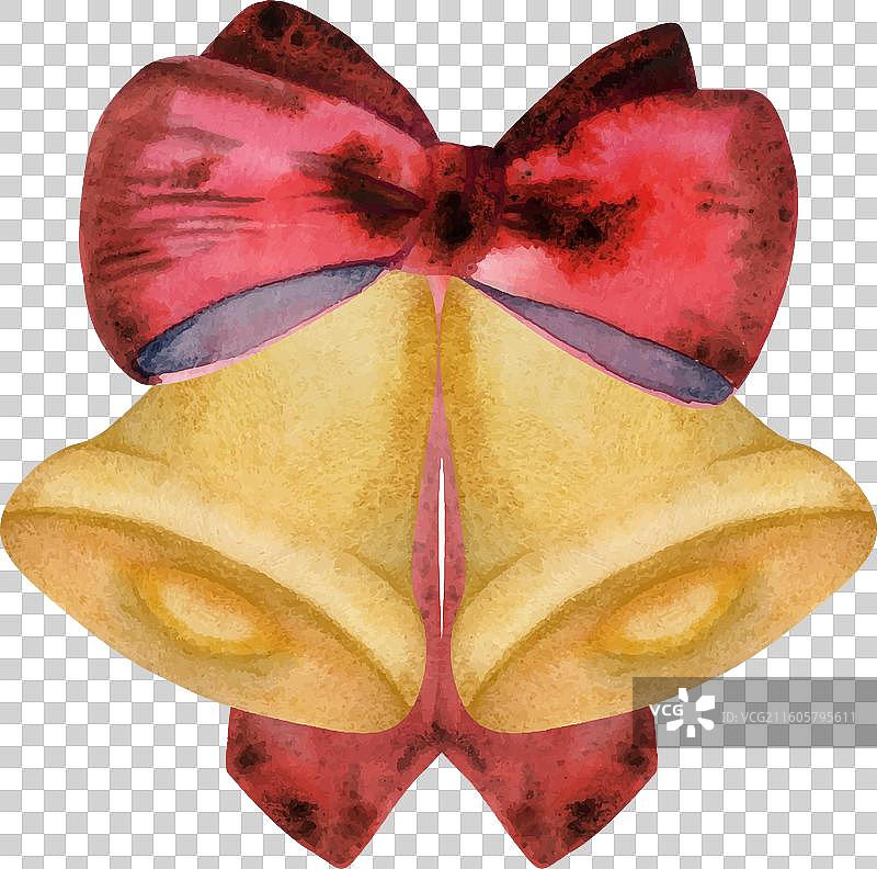 圣诞铃铛金色装饰挂件，配有红色图片素材