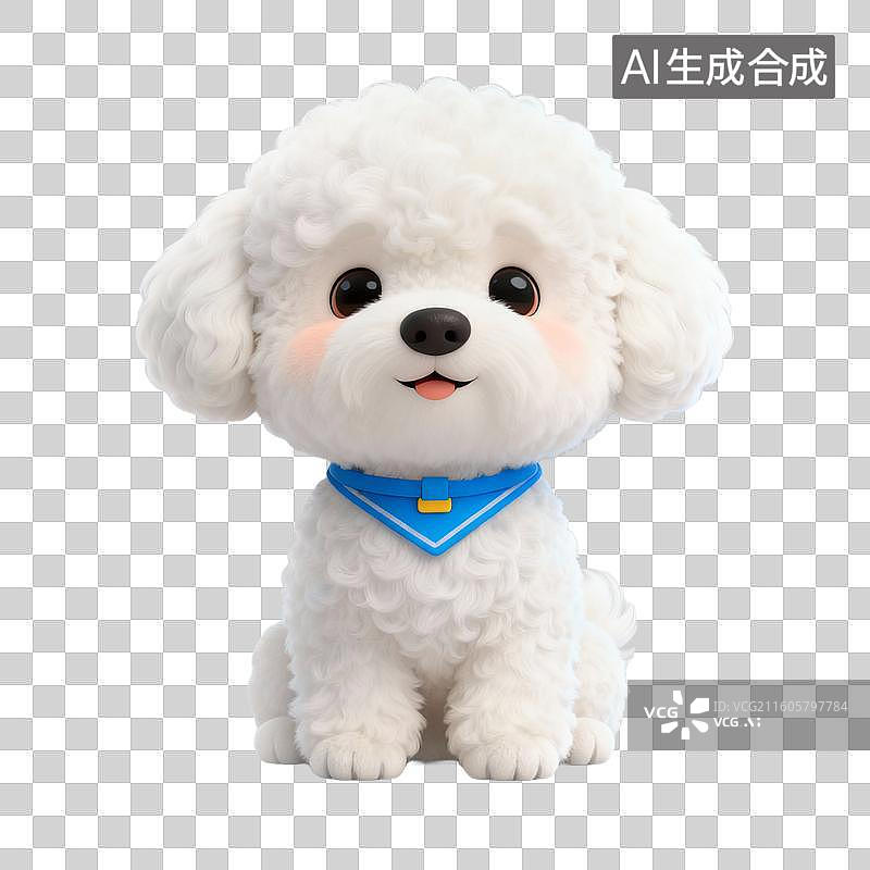 【AI数字艺术】3D拟物风格萌宠经济宠物用品宠物生活系列元素比熊犬图片素材