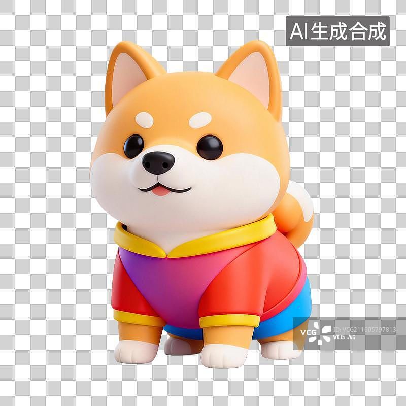 【AI数字艺术】3D拟物风格萌宠经济宠物用品宠物生活系列元素柴犬图片素材
