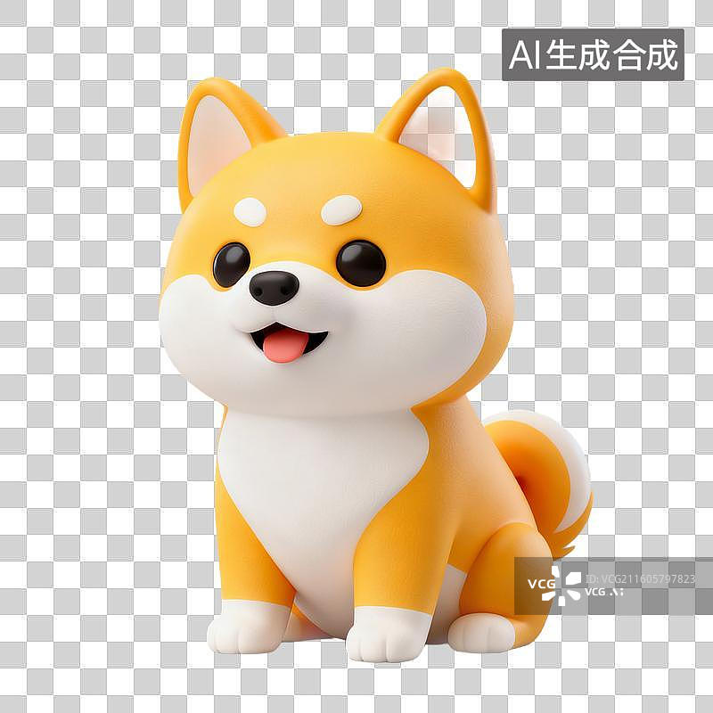 【AI数字艺术】3D拟物风格萌宠经济宠物用品宠物生活系列元素柴犬图片素材