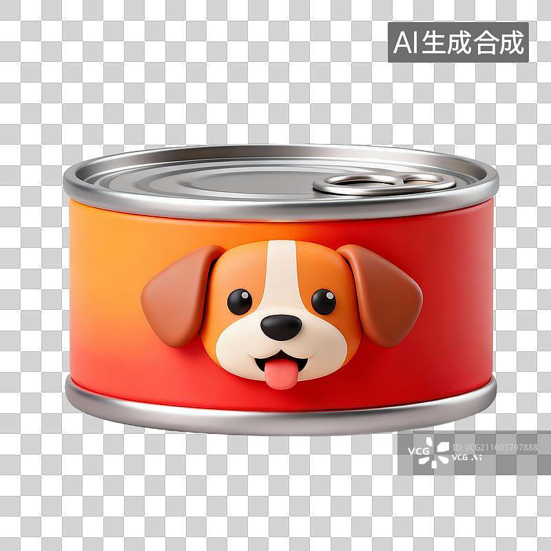 【AI数字艺术】3D拟物风格萌宠经济宠物用品宠物生活系列元素狗狗零食罐头骨头肉干图片素材