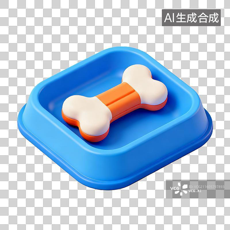 【AI数字艺术】3D拟物风格萌宠经济宠物用品宠物生活系列元素狗狗零食罐头骨头肉干图片素材