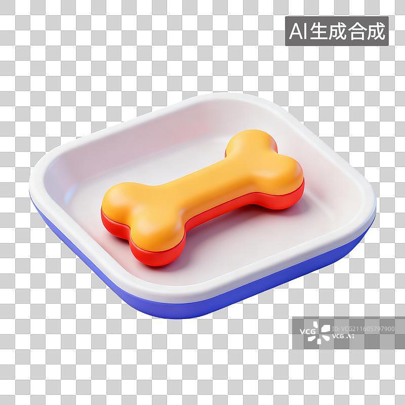 【AI数字艺术】3D拟物风格萌宠经济宠物用品宠物生活系列元素狗狗零食罐头骨头肉干图片素材