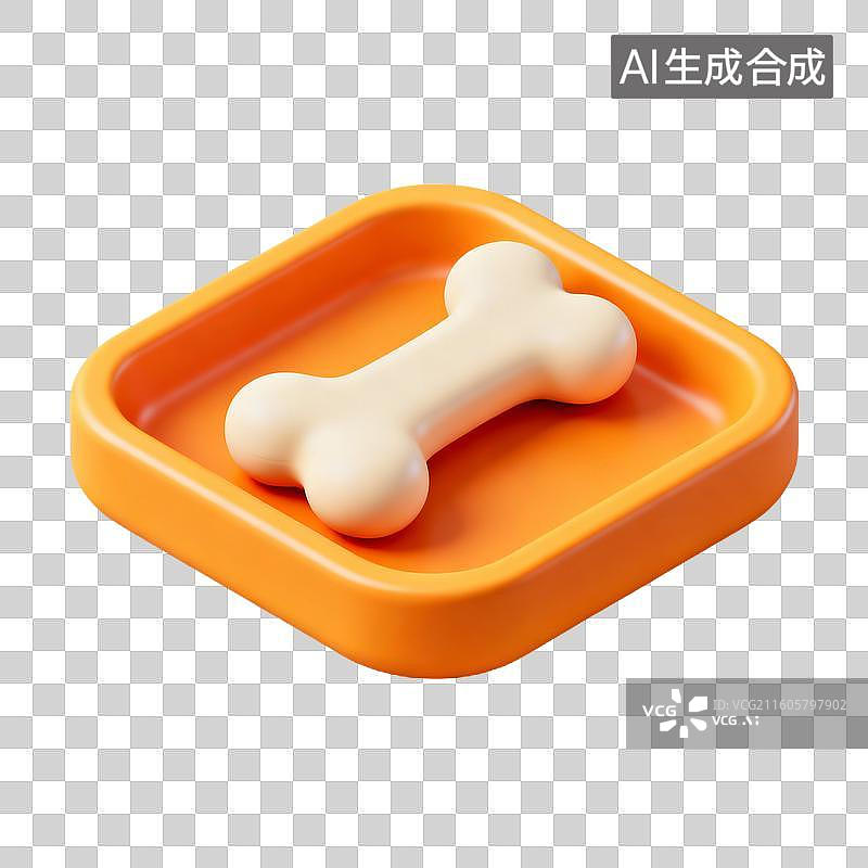 【AI数字艺术】3D拟物风格萌宠经济宠物用品宠物生活系列元素狗狗零食罐头骨头肉干图片素材