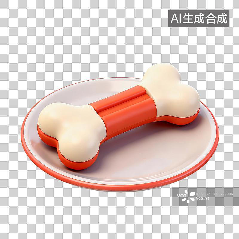 【AI数字艺术】3D拟物风格萌宠经济宠物用品宠物生活系列元素狗狗零食罐头骨头肉干图片素材