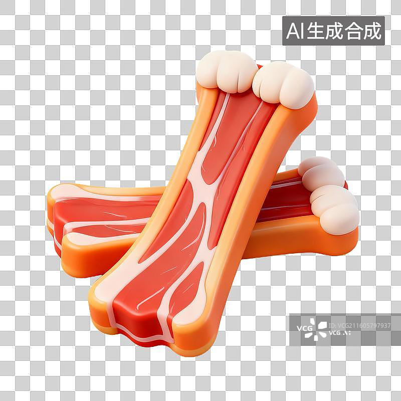 【AI数字艺术】3D拟物风格萌宠经济宠物用品宠物生活系列元素狗狗零食罐头骨头肉干图片素材
