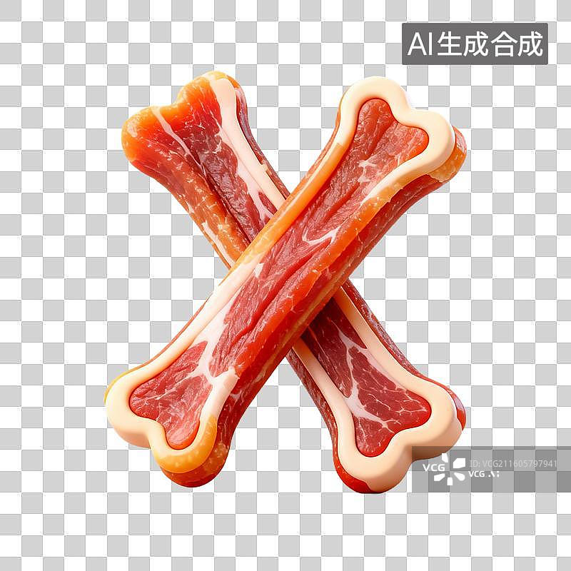 【AI数字艺术】3D拟物风格萌宠经济宠物用品宠物生活系列元素狗狗零食罐头骨头肉干图片素材