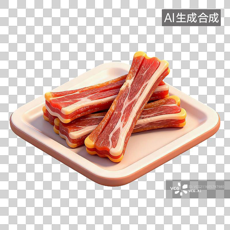 【AI数字艺术】3D拟物风格萌宠经济宠物用品宠物生活系列元素狗狗零食罐头骨头肉干图片素材