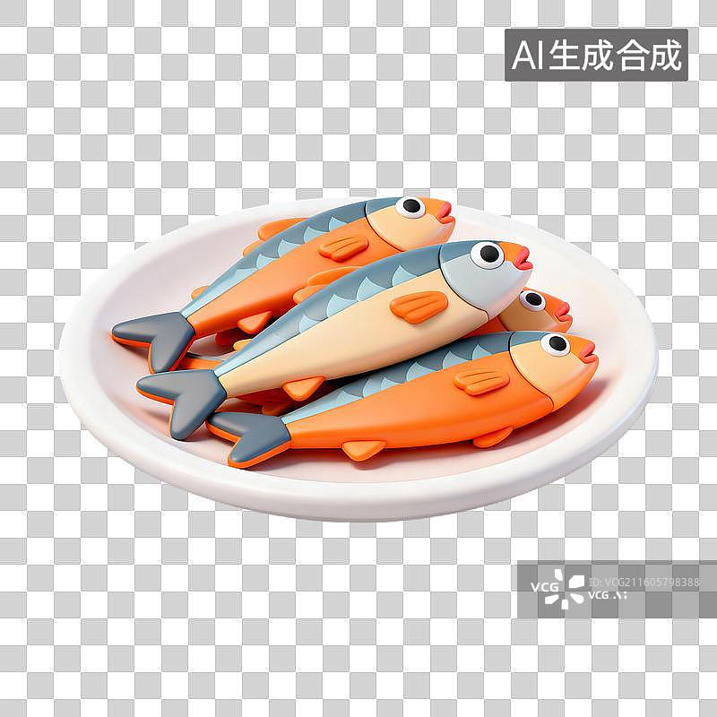 【AI数字艺术】3D拟物风格萌宠经济宠物用品宠物生活系列元素猫咪零食罐头鱼干鱼骨头图片素材