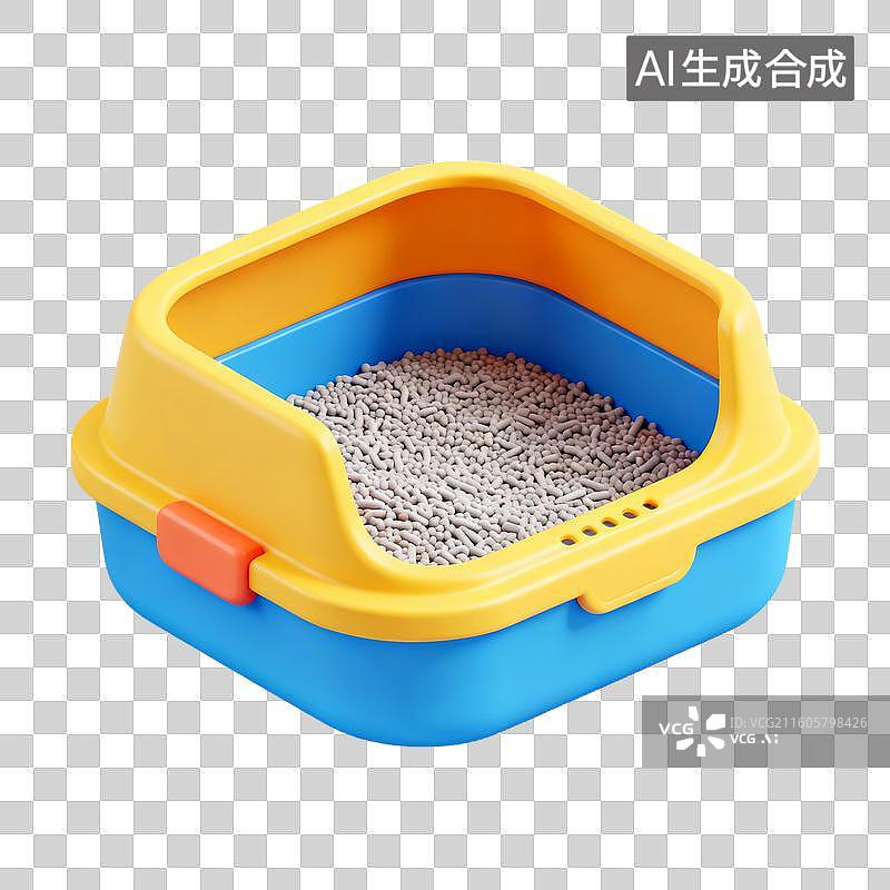 【AI数字艺术】3D拟物风格萌宠经济宠物用品宠物生活系列元素猫砂盆图片素材