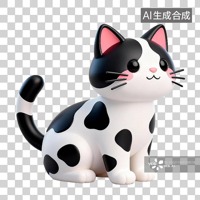 【AI数字艺术】3D拟物风格萌宠经济宠物用品宠物生活系列元素奶牛猫图片素材