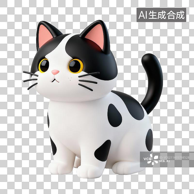 【AI数字艺术】3D拟物风格萌宠经济宠物用品宠物生活系列元素奶牛猫图片素材