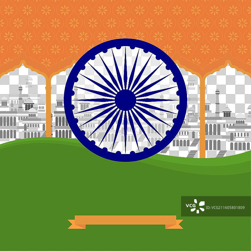 扁平化设计印度共和国日概念图片素材