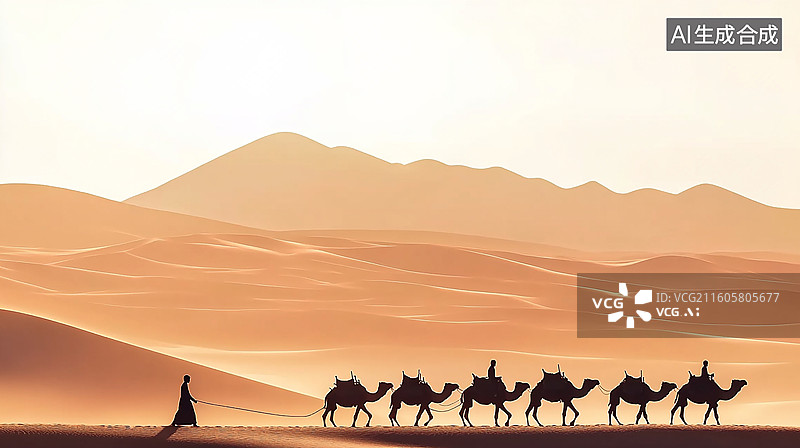 【AI数字艺术】沙漠骆驼商队图片素材