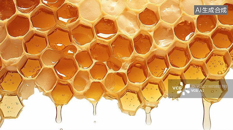 【AI数字艺术】蜂巢上的新鲜蜂蜜图片素材