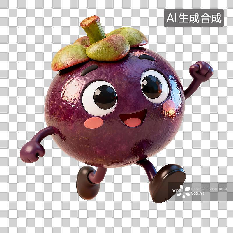 【AI数字艺术】3D渲染，拟人风格，可爱的卡通山竹，夏天水果免抠元素图片素材