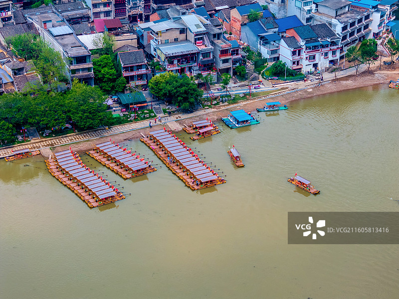 中国广西桂林灵川县大圩古镇航拍风光图片素材