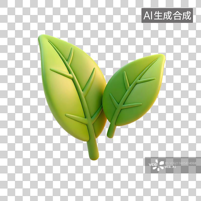 【AI数字艺术】3D渲染，绿叶，茶叶，茶树，叶子，绿茶，春茶，茶道，茶文化免抠元素图片素材