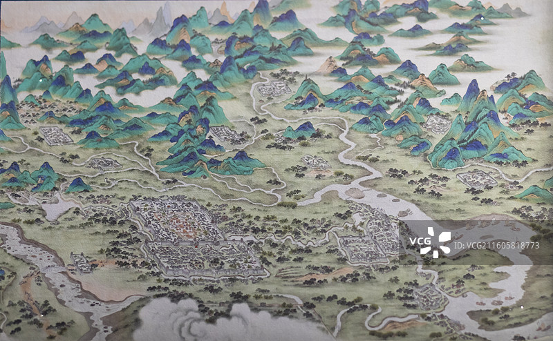 清人运河形胜图卷 北京 清 中国国家博物馆图片素材