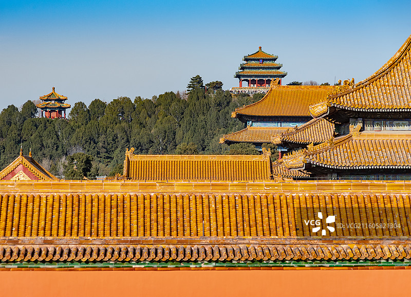 北京故宫内廷后宫建筑群与景山万春亭辑芳亭图片素材