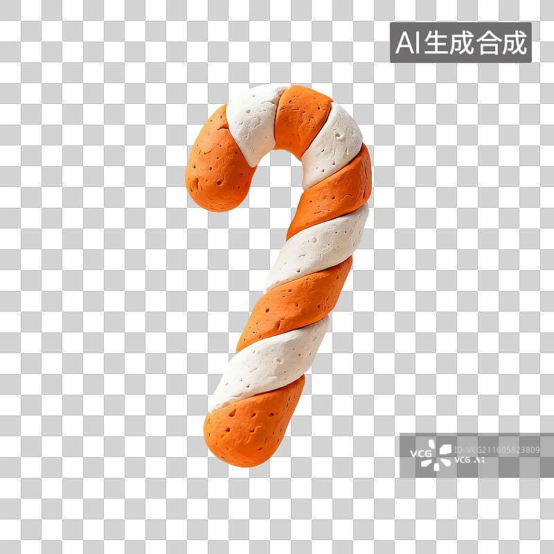 【AI数字艺术】3D渲染，卡通粘土风，拐杖糖，圣诞节糖果，食物，食品，冬季，促销，免抠素材图片素材