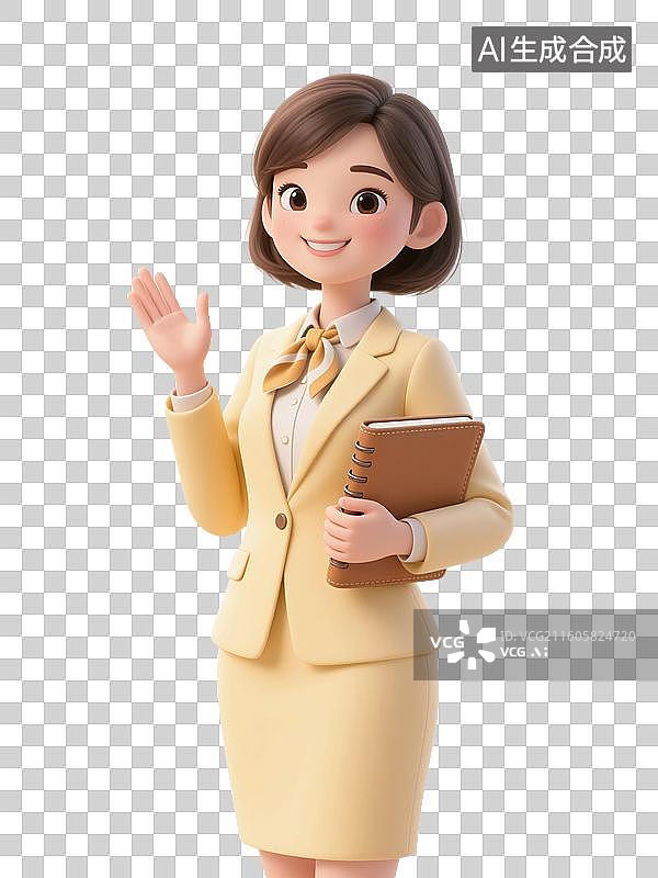 【AI数字艺术】3D渲染卡通人物，老师，教师，工作，职业，劳动节，免抠元素图片素材