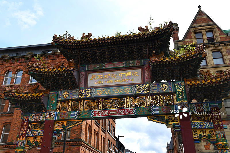 英国曼彻斯特中国城牌坊图片素材