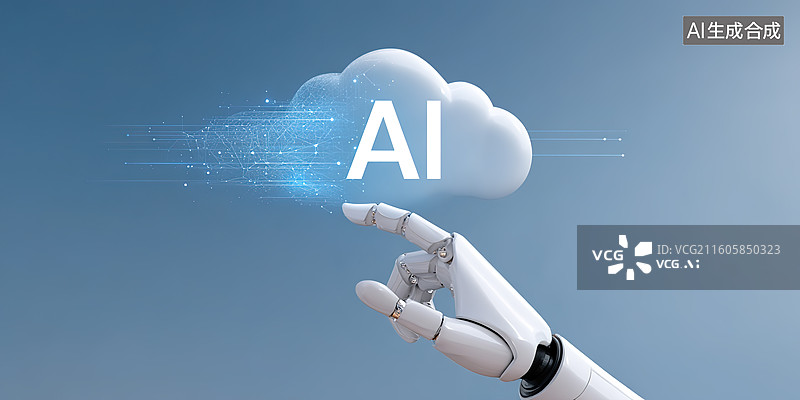 【AI数字艺术】AI人工智能机器人技术应用于大数据云计算科技概念图片素材