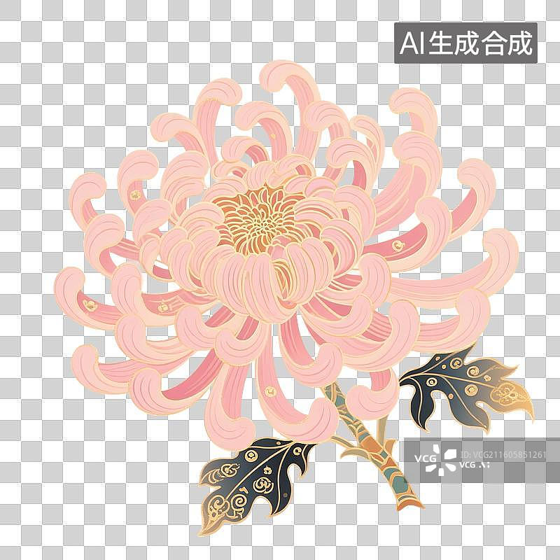 【AI数字艺术】中国风手绘插画，菊花，春节，新年，元宵节，中秋节，国庆节，免抠元素图片素材