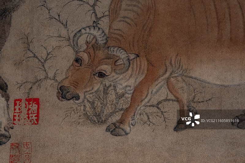 唐代 韩滉 五牛图卷 故宫博物院 镇馆之宝 国宝图片素材