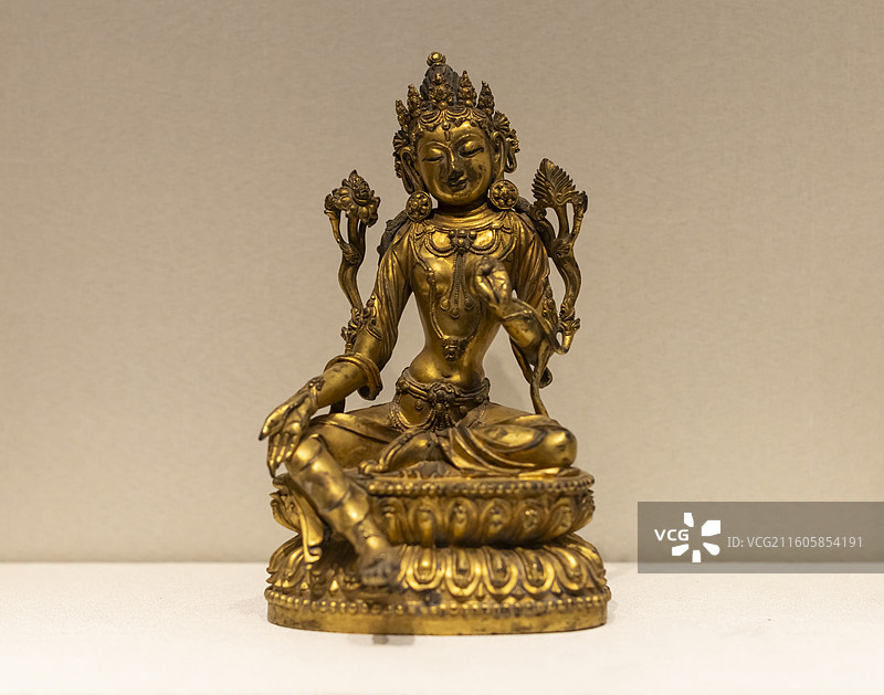 鎏金铜绿度母坐像 明永乐 中国国家博物馆图片素材