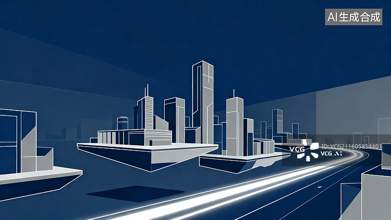 【AI数字艺术】未来城市建筑群夜景图片素材