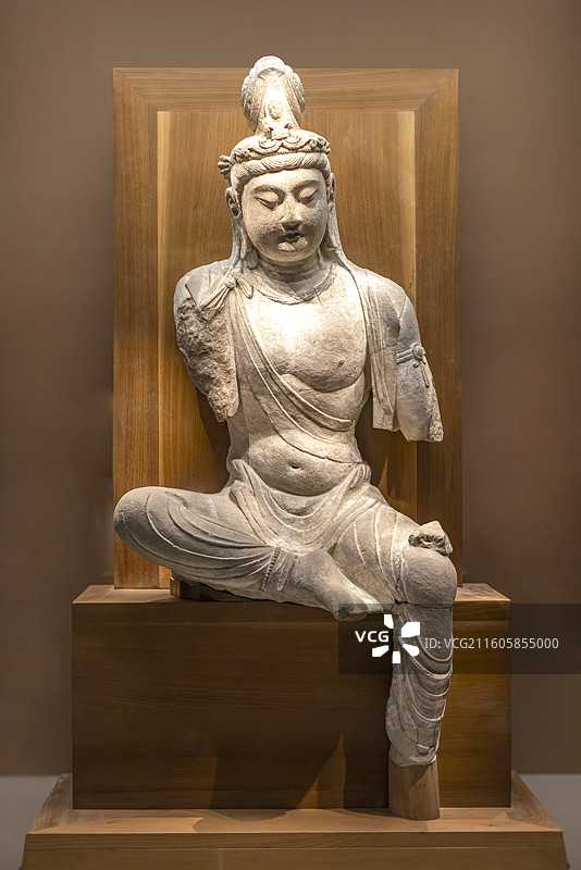 石雕菩萨坐像 唐 山西太原天龙山石窟第21窟 中国国家博物馆图片素材