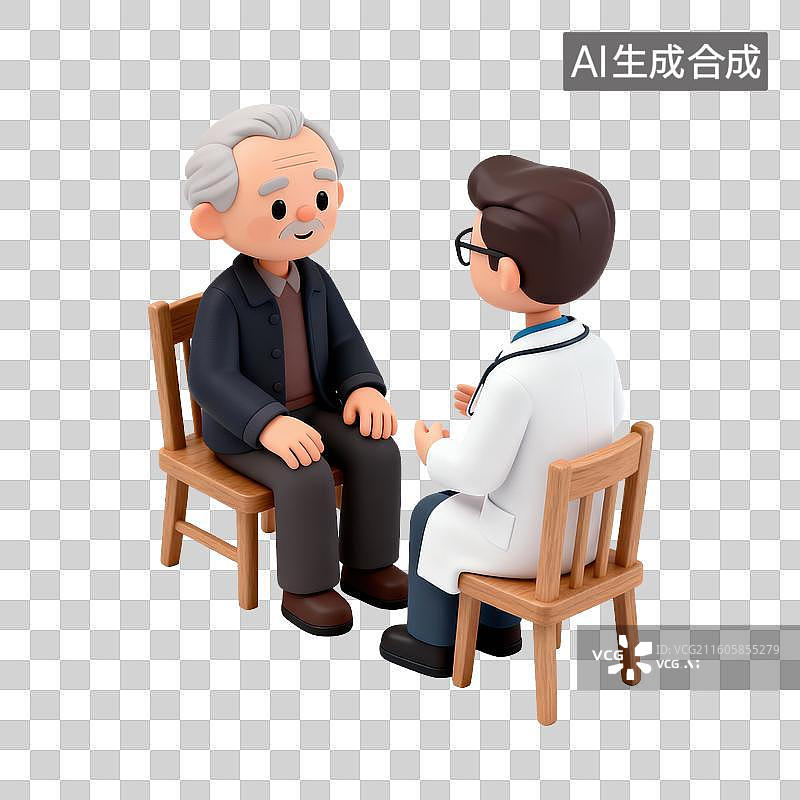 【AI数字艺术】老人就诊-医疗健康图片素材