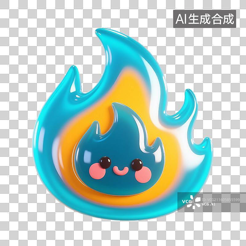 【AI数字艺术】3D渲染，卡通拟人火焰，燃烧，火苗，双十一，618，免抠元素图片素材