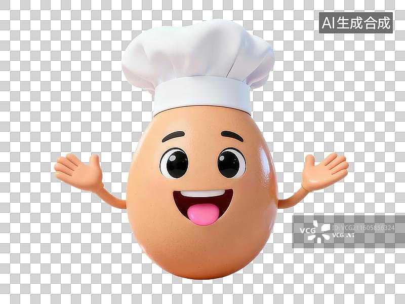 【AI数字艺术】戴厨师帽的卡通鸡蛋图片素材