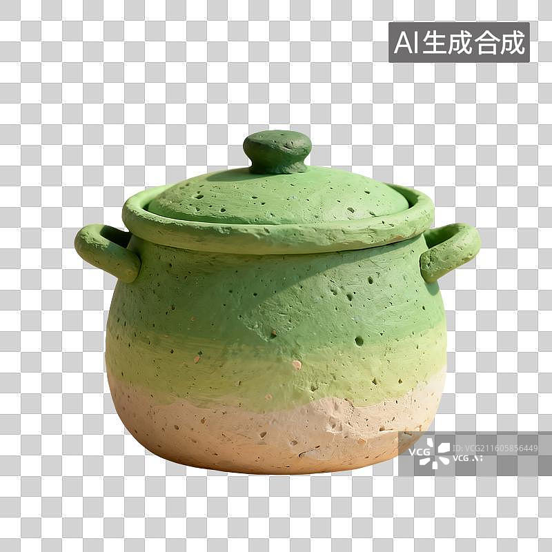 【AI数字艺术】3D渲染，卡通粘土风格，锅，汤锅，厨房用品，烹饪，烹调，料理，美食，免抠元素图片素材