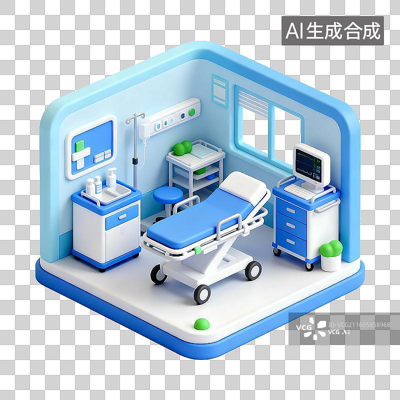 【AI数字艺术】3D轻拟物风格医院科室小场景图片素材