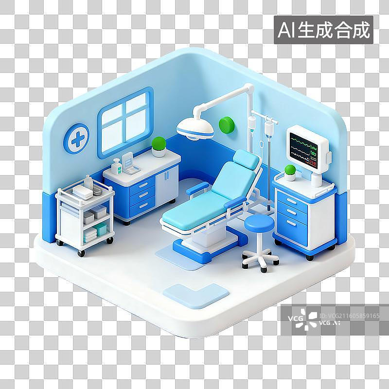 【AI数字艺术】3D轻拟物风格医院科室小场景图片素材