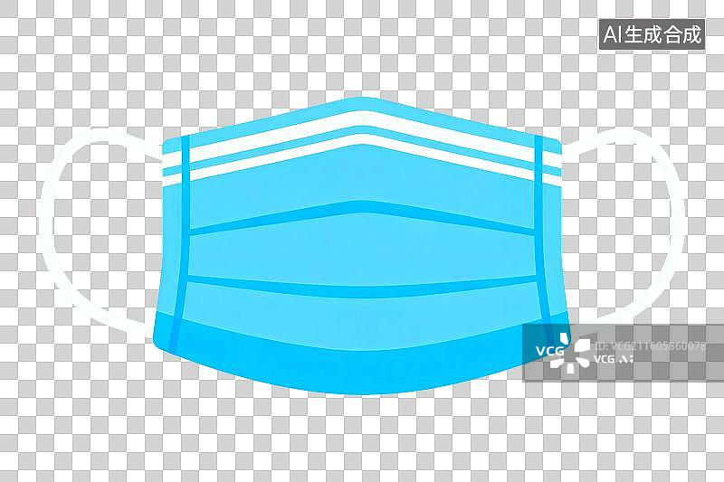 【AI数字艺术】卡通风格，蓝色的医用口罩PNG格式的免扣元素图片素材
